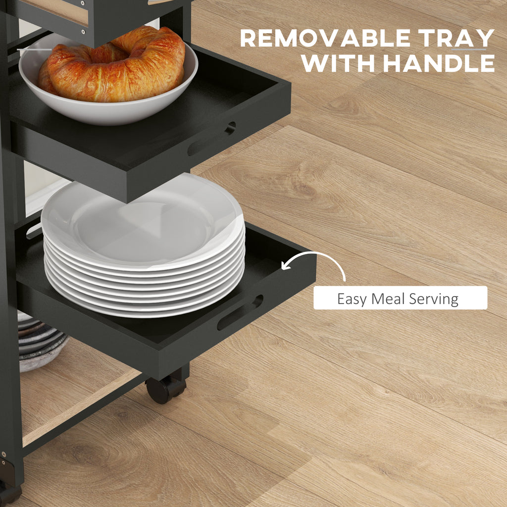 Kitchen Island Rolling Trolley Utility Serving Cart with Drawer  Grey