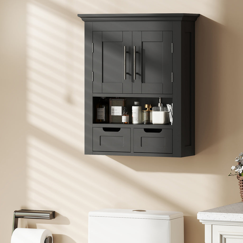 Bathroom Wall Cabinet, Medicine Cabinet, Toilet Storage Cabinet with Shelf for Living Room and Entryway, White