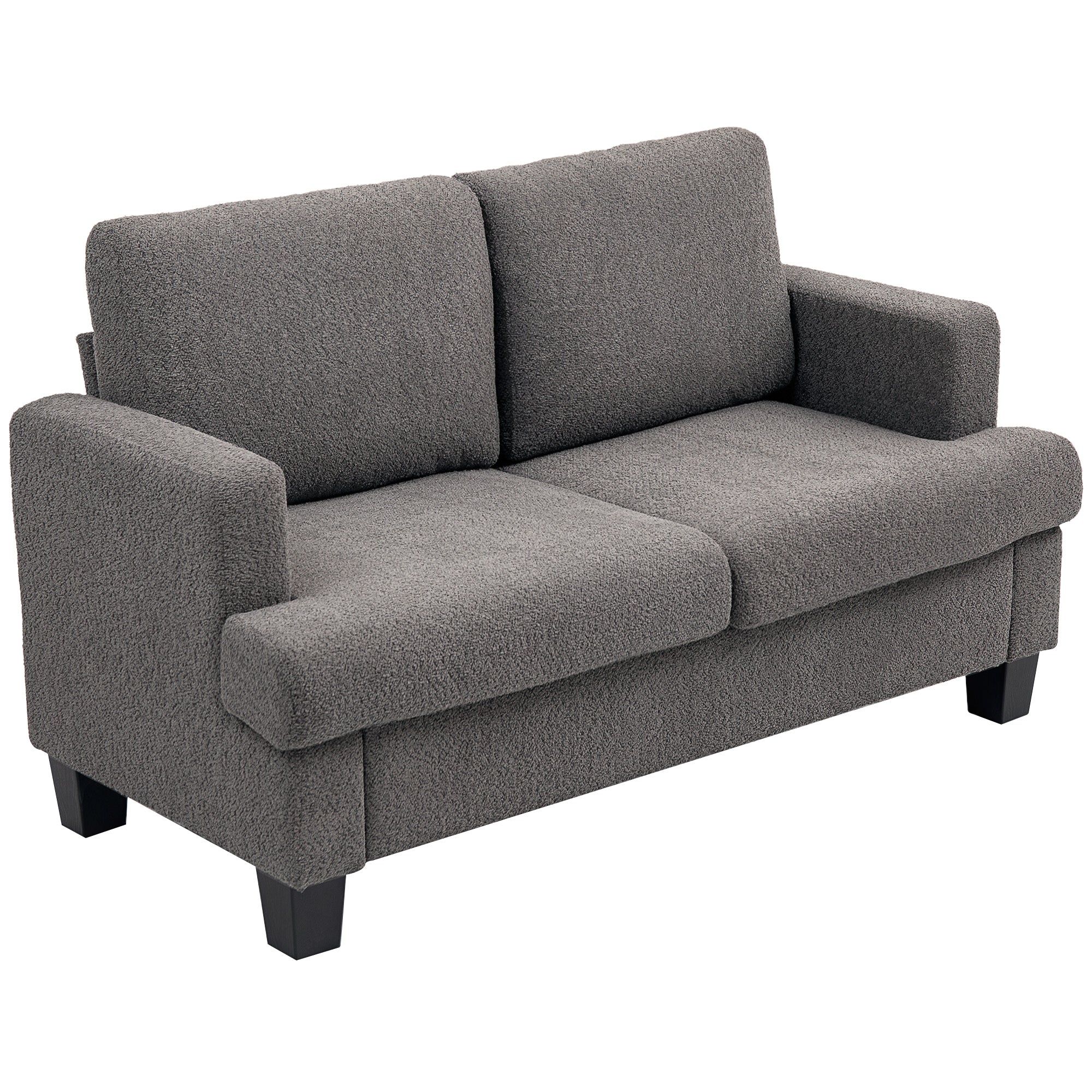 54.3" Loveseat Sofa, 2 Seater Sofa with Removable Cushions, Small Couch with Solid Wood Frame for Living Room, Dark Grey