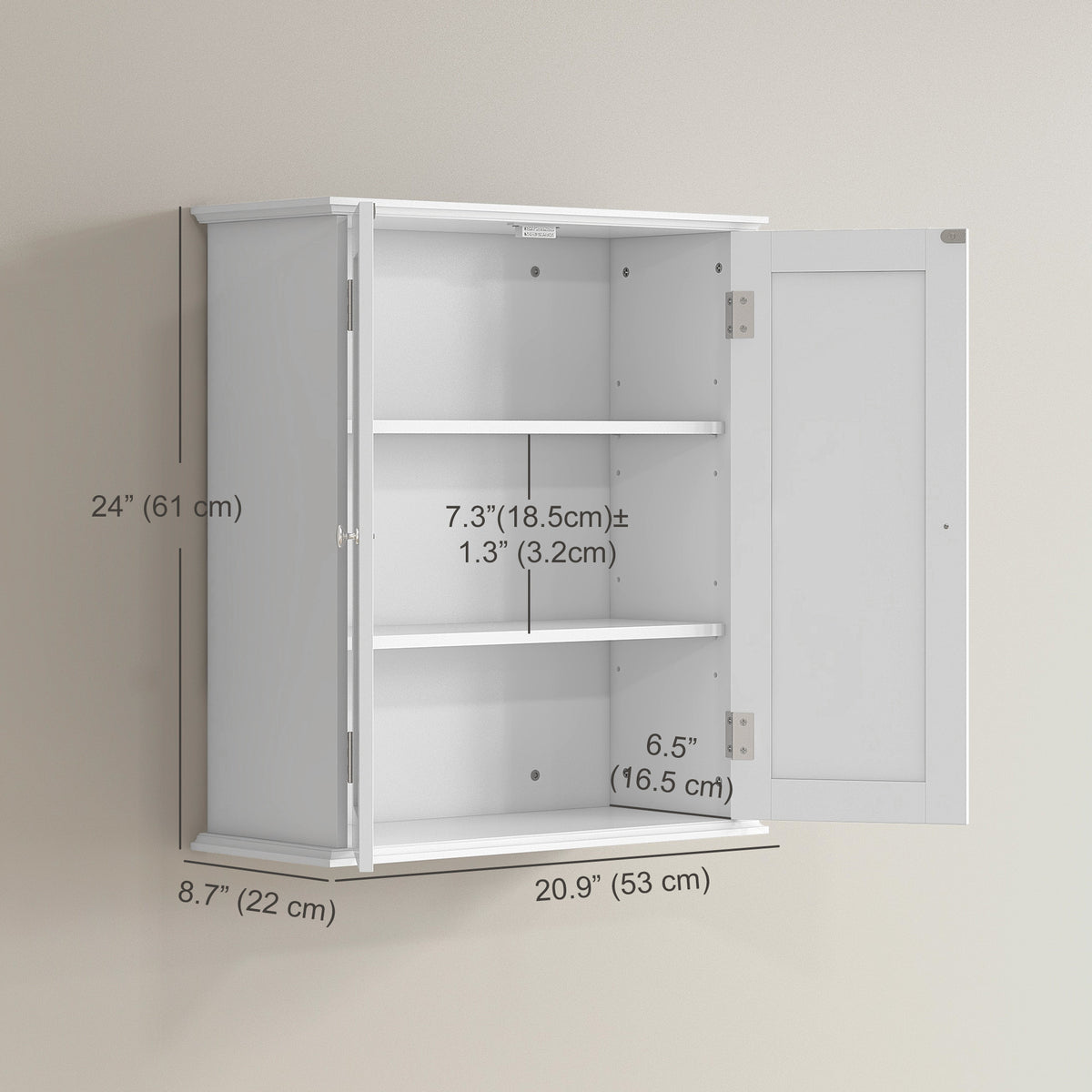 Bathroom Medicine Cabinet, Wall Cabinet with 2 Doors and Adjustable Shelf, Space Saver Over Toilet Cabinet