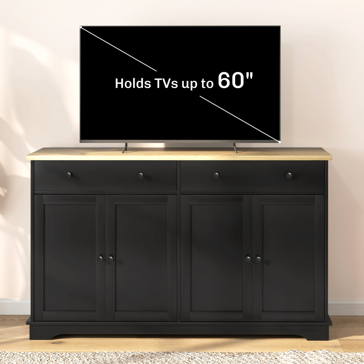 Modern Sideboard, Buffet Cabinet with Storage Drawers, Adjustable Shelves for Living Room, Dining Room, Entryway, White