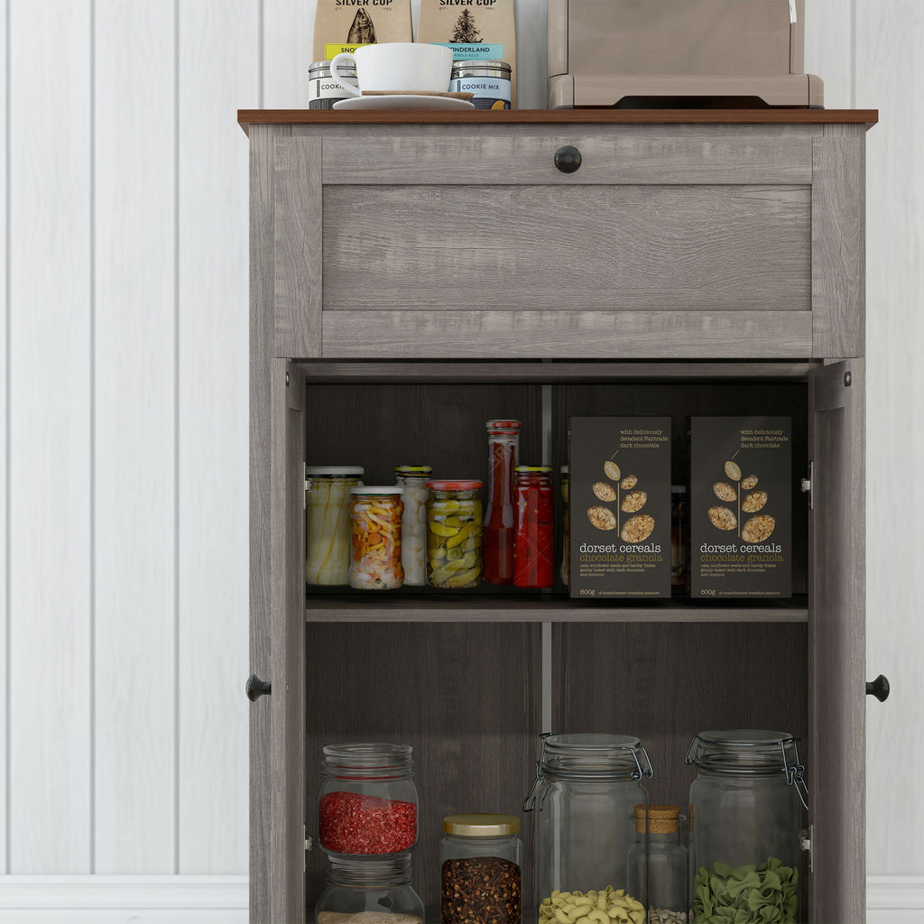 Storage Cabinet Farmhouse Sideboard Storage Cabinet with Doors and Drawer for Kitchen, Living Room, Grey Wash