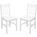 Dining Chairs Set of 2, Kitchen Chair with Slat Back, Pine Wood Structure for Living Room and Dining Room, White