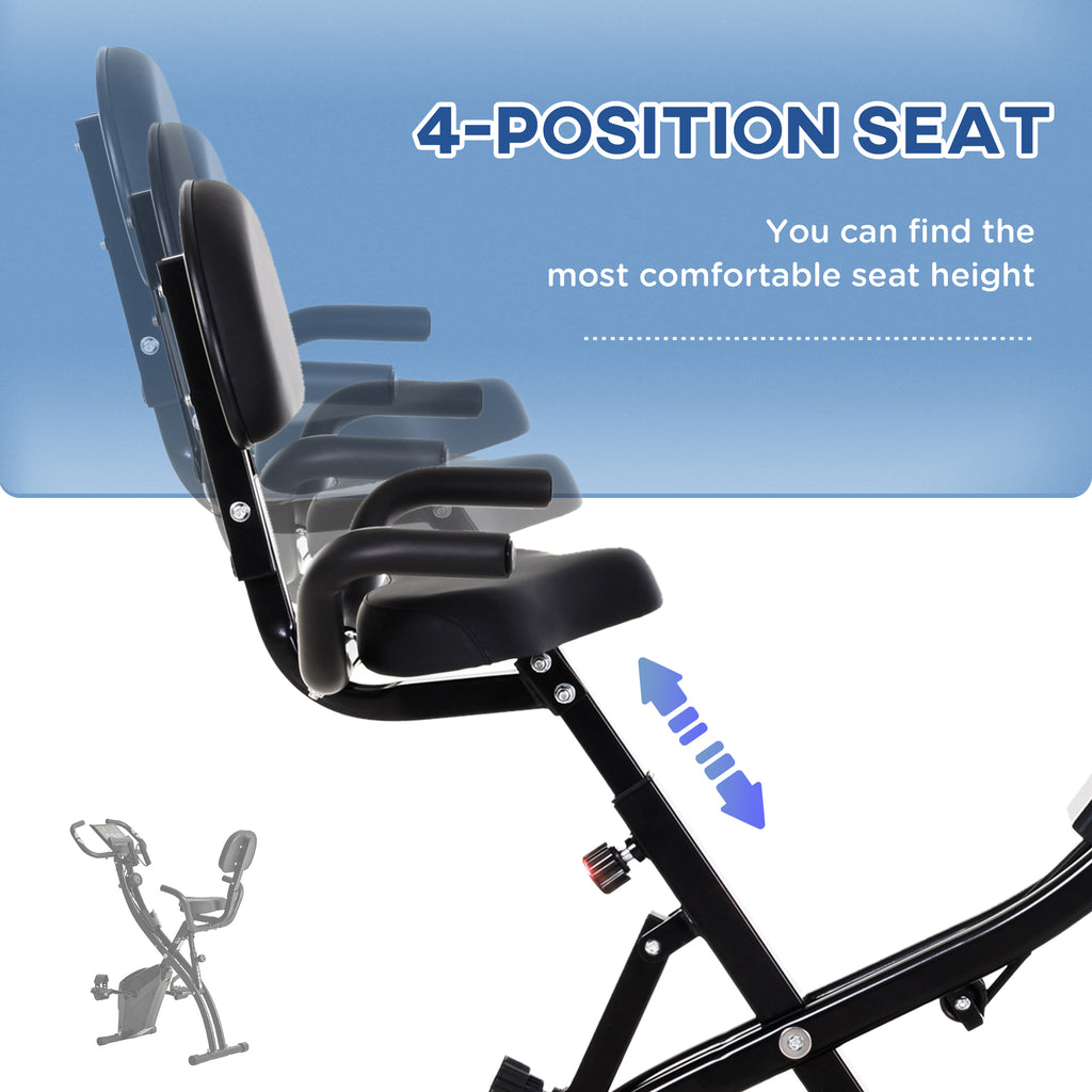 Soozier 3 in 1 Folding Exercise Bike, Foldable Stationary Bike with 8-Level Magnetic Resistance, Adjustable Seat, Black