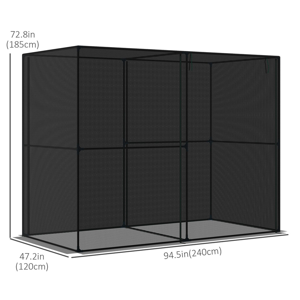 94.5 بوصة × 47.25 بوصة × 72.75 بوصة، دفيئة خارجية شديدة التحمل مع إطار حديقة زراعية دافئة مع أبواب بسحاب قابلة للطي للشتلات أو الأعشاب أو الزهور، أسود