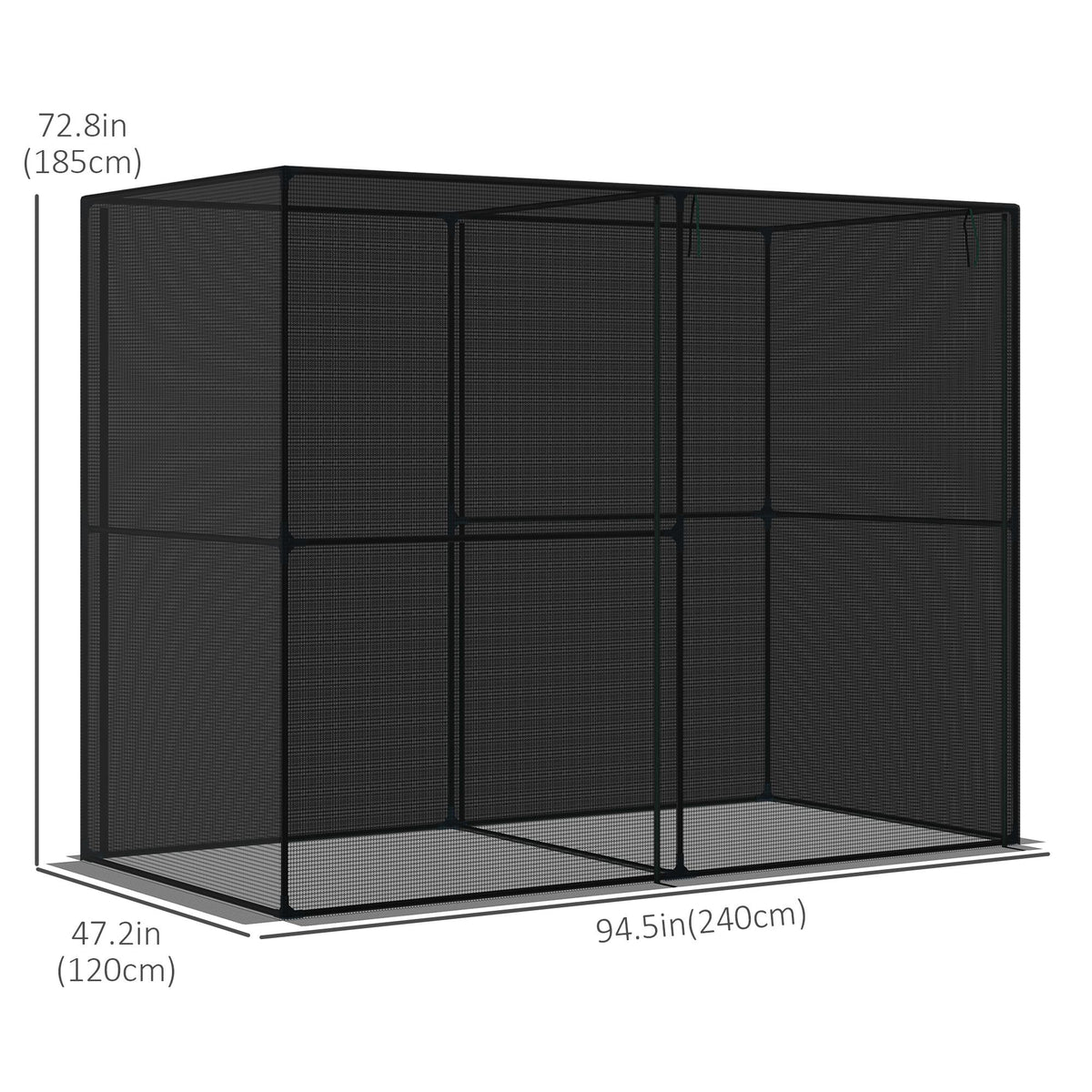 94.5 بوصة × 47.25 بوصة × 72.75 بوصة، دفيئة خارجية شديدة التحمل مع إطار حديقة زراعية دافئة مع أبواب بسحاب قابلة للطي للشتلات أو الأعشاب أو الزهور، أسود