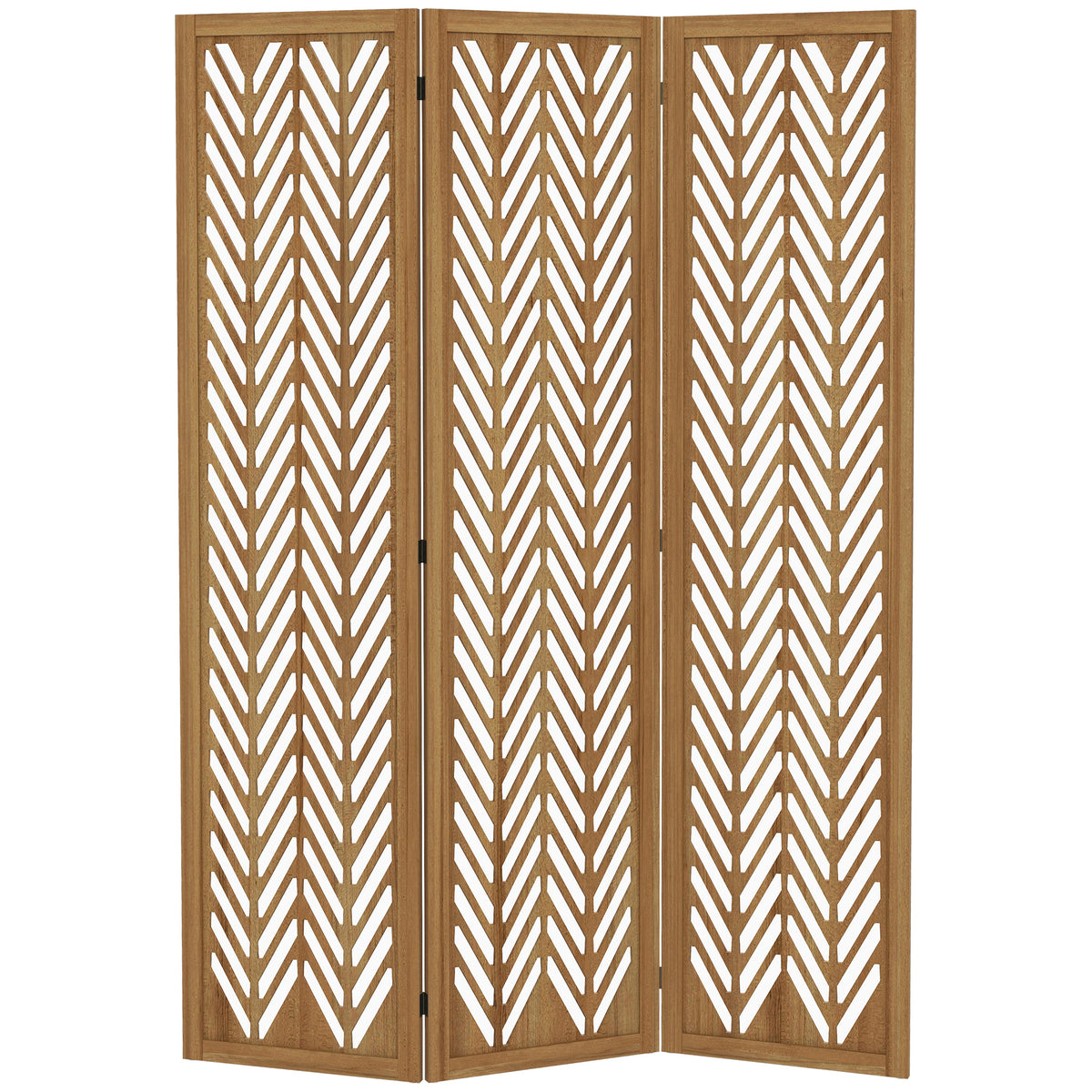 3 Panel Room Divider, 5.6ft Tall Wood Folding Privacy Screens, Freestanding Partition Wall Dividers, Light Brown