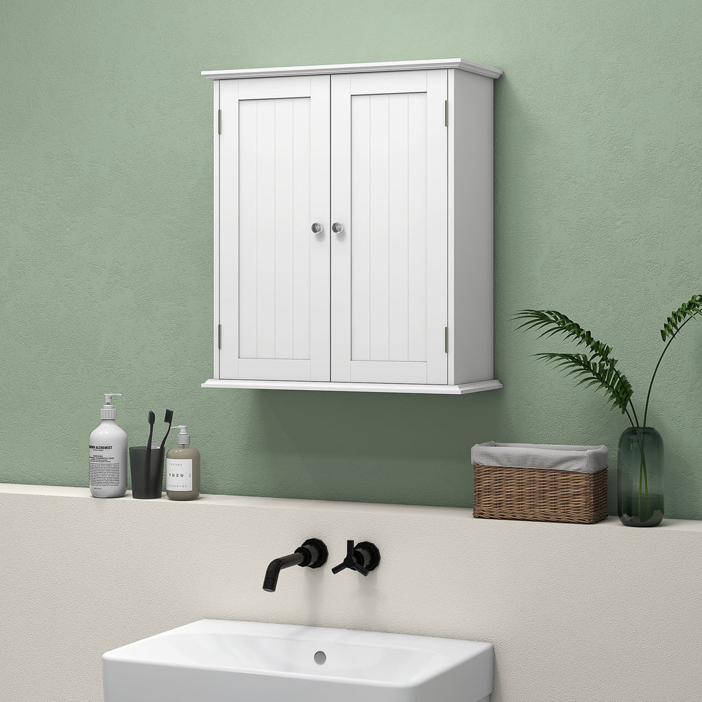 Bathroom Medicine Cabinet, Wall Cabinet with 2 Doors and Adjustable Shelf, Space Saver Over Toilet Cabinet