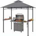 8' x 5' ናይ BBQ ግሪል ጋዜቦ ድንኳን ምስ ድርብ ደረጃ ሽውሽውታ ንውሽጣዊ ጸሓይ ጽላል፡ ግራጫ