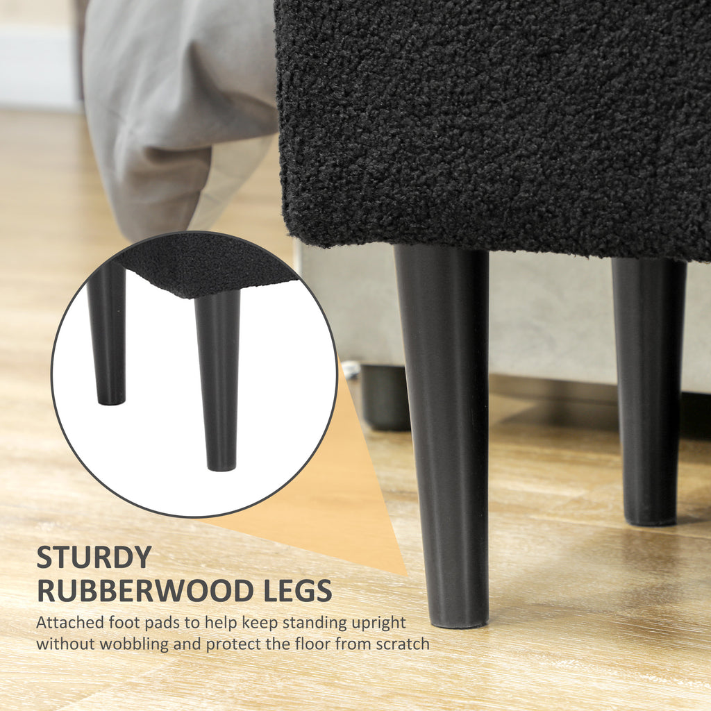 Modern Storage Bench, Ottoman with Storage and Lamb's Wool Upholstery for Living Room, Bedroom, Grey