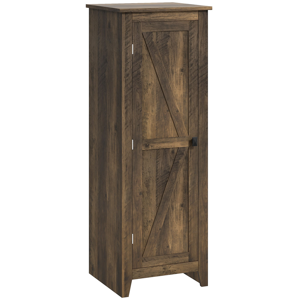 48" Farmhouse Kitchen Pantry Storage Cabinet with Barn Door, Kitchen Pantry Cabinet with Adjustable Shelves, White