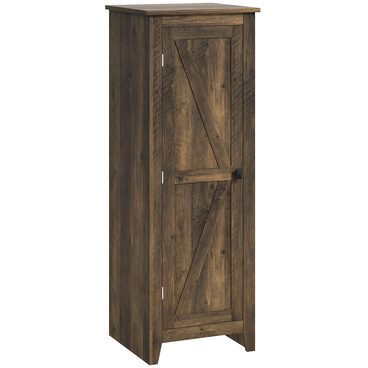48" Farmhouse Kitchen Pantry Storage Cabinet with Barn Door, Kitchen Pantry Cabinet with Adjustable Shelves, White