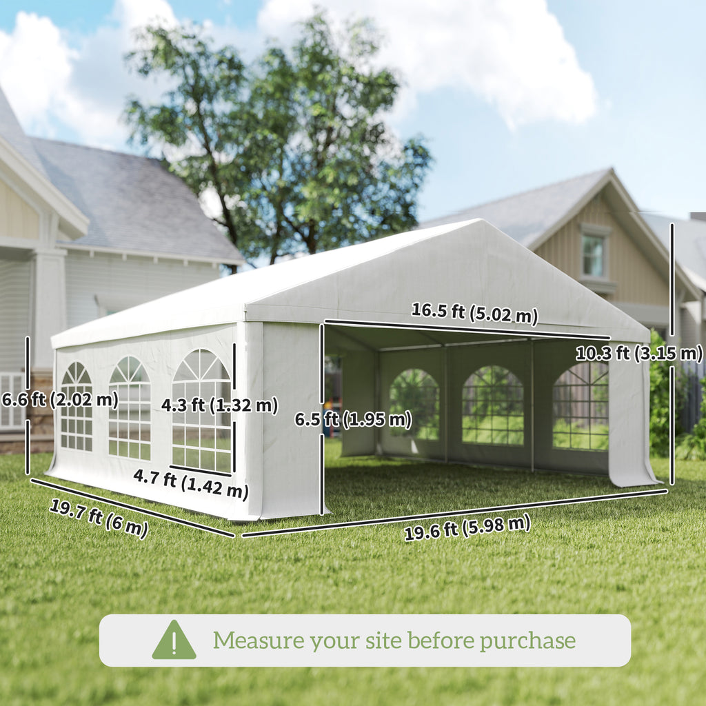 20' x 20' Heavy-duty Large Wedding Tent, Outdoor Carport Garage Party Tent, Patio Gazebo Canopy with Sidewall, Grey