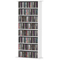 8-Tier DVD Shelf with 6 Adjustable Shelves, Slim CD Shelf, Holds 360 CDs, 185 DVDs or 185 Blu-rays, White