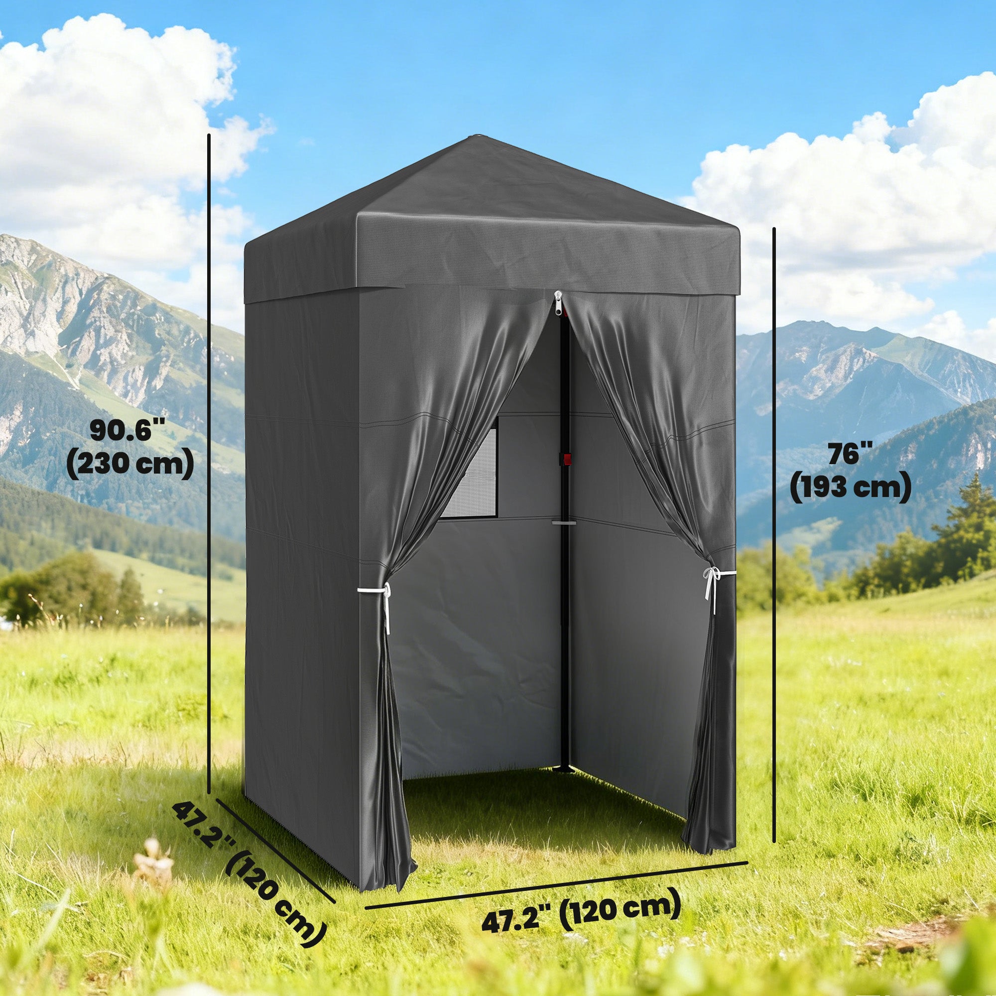 5 x 5 ft Compact Pop Up Canopy Tent, UPF 50+ Changing Room, Portable Instant Privacy Canopy with Mesh Window, Dark Grey