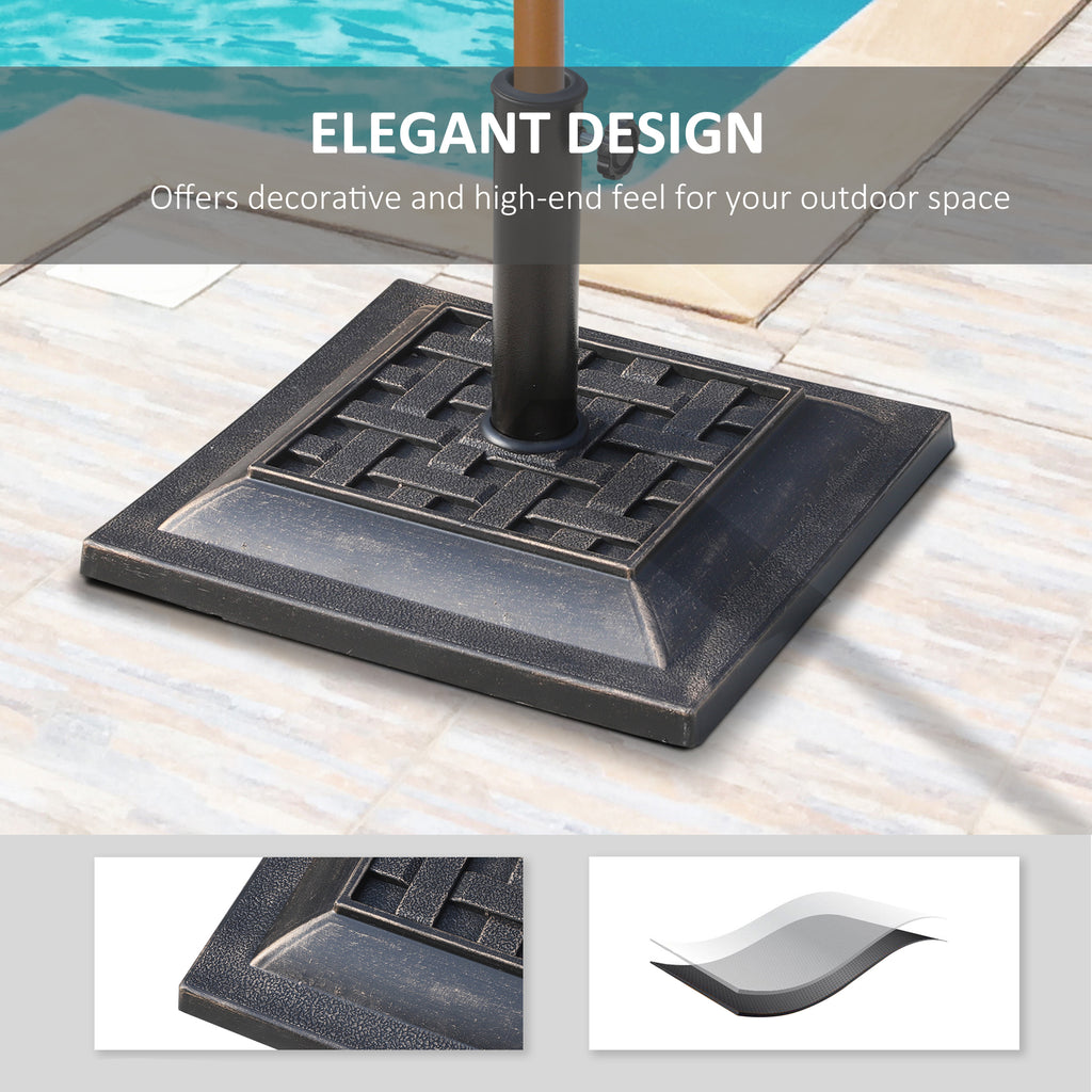 20 lbs Square Resin Patio Umbrella Stand Base Coated Pole Market Umbrella Parasol Holder Bronze