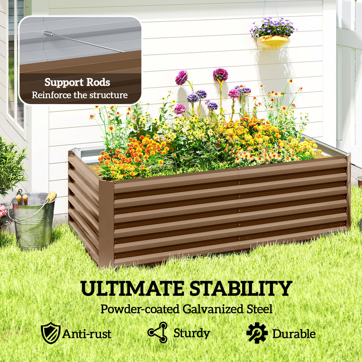 8' x 4' x 2' Raised Garden Bed, Galvanized Planter Box for Growing Flowers, Herbs and Vegetables, Green