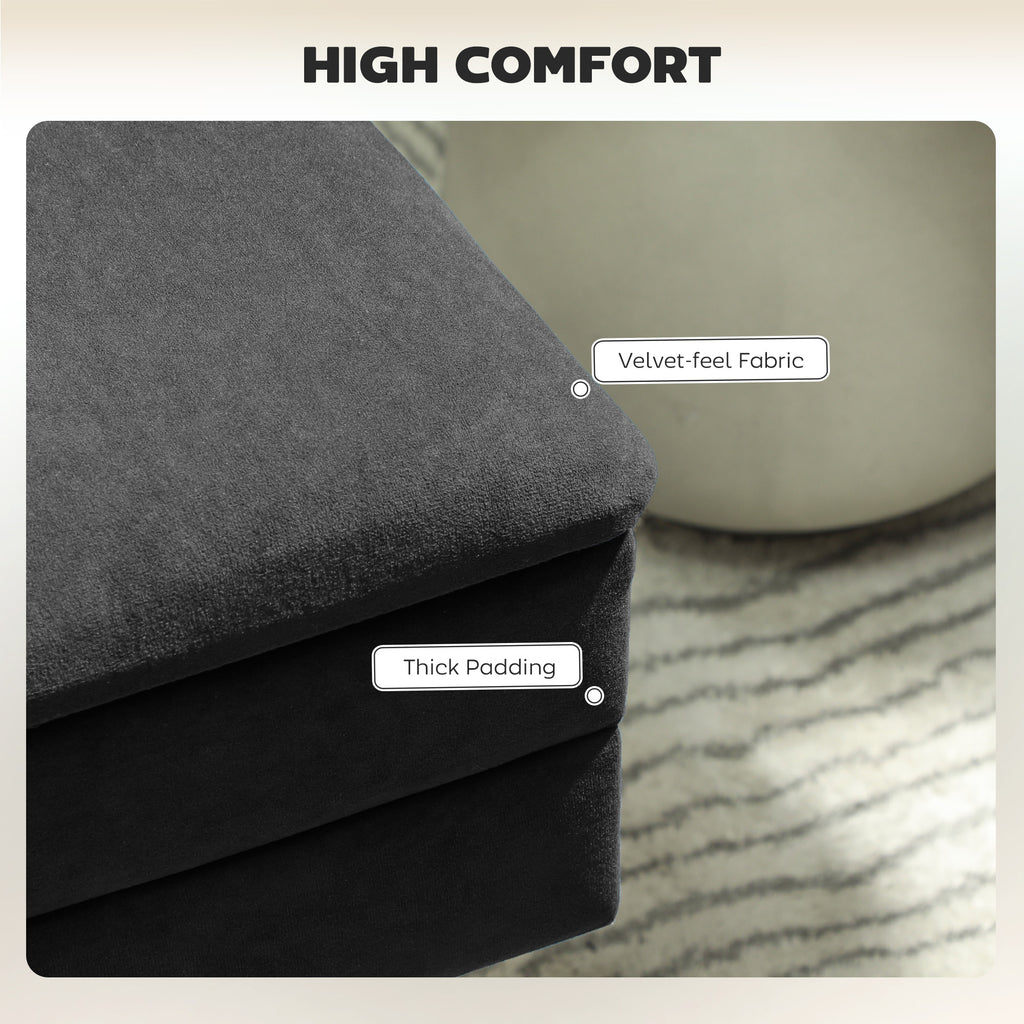 39" Storage Ottoman, Velvet End of Bed Bench with Steel Legs, Foot Stool with Storage for Bedroom, Living Room