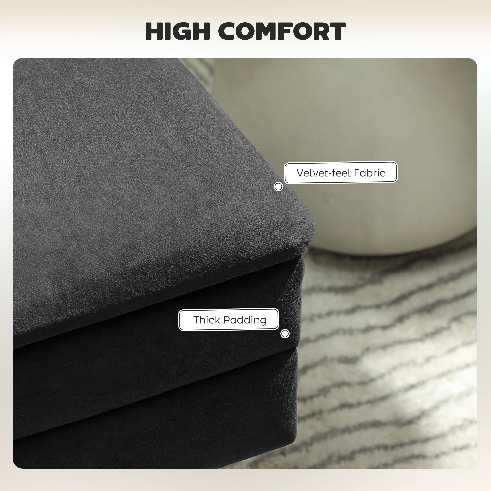 39" Storage Ottoman, Velvet End of Bed Bench with Steel Legs, Foot Stool with Storage for Bedroom, Living Room