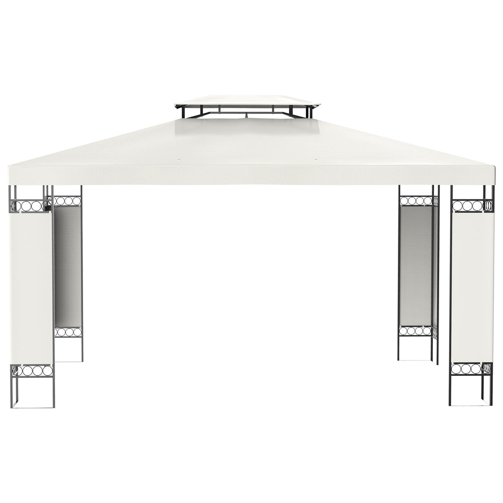 10' x 13' ደጋዊ ጋዜቦ፣ ድርብ ጣሪያ ደጋዊ ጋዜቦ ካኖፒ መከላኸሊ ምስ ስክሪን ዝሓበረ ኣእማን ፍሬም፣ ጻዕዳ