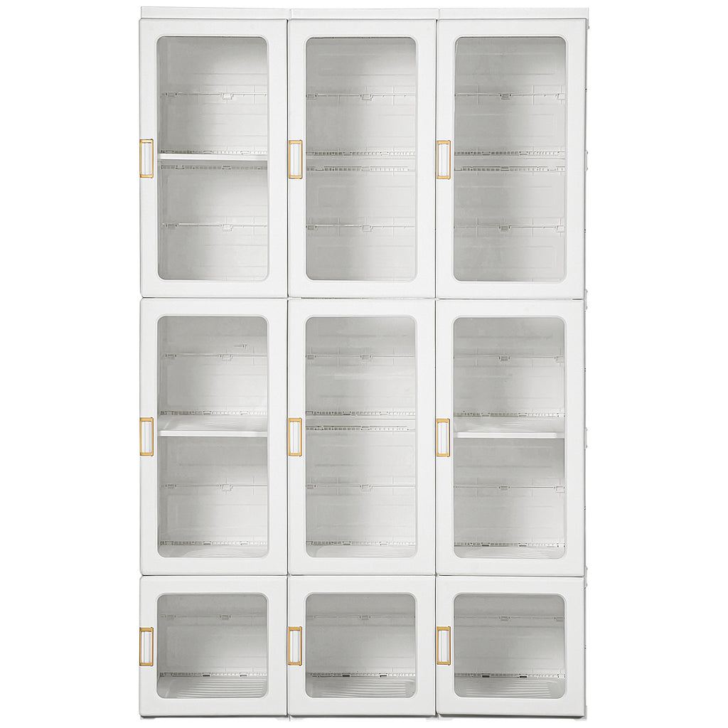 Small Apartment Bedroom Closet Foldable Portable Closet with Cube Storage Hanging Rods Magnet Doors, White