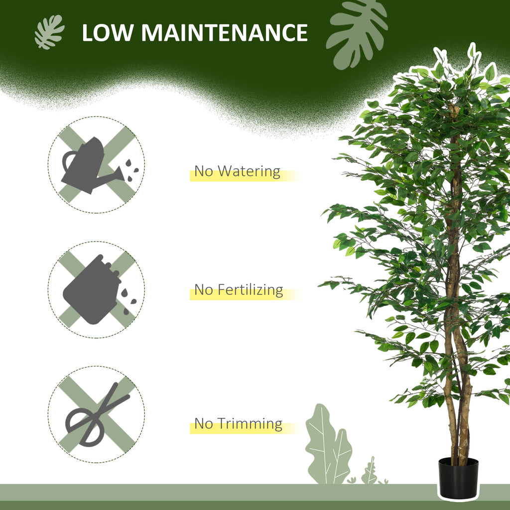 6ft Artificial Trees Ficus, Indoor Fake Plant with Pot, for Home Decor