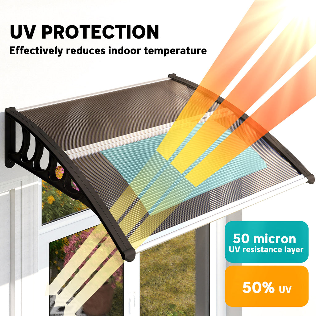 መጋረጃ በሪ ካኖፒ፣ 40.6" x 38" ፖሊካርቦኔት ቅድሚ በሪ ደገ ወይን ገላጋይ ሽፋን ባዶ ሉህ ዘለዎ ንUV መከላኸሊ፣ ቡናዊ