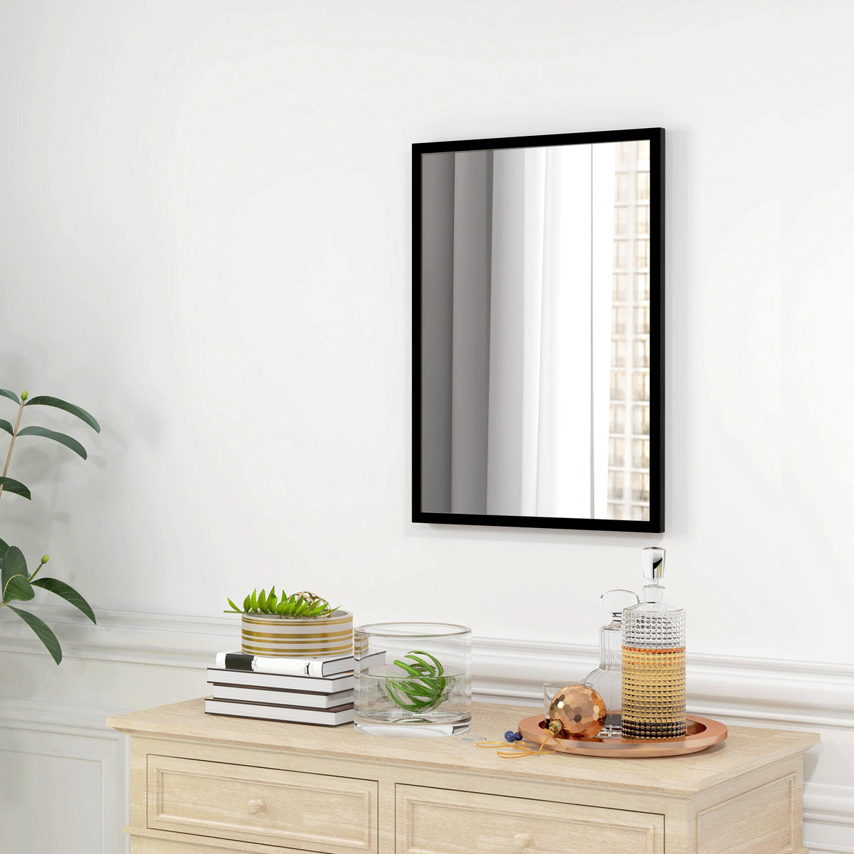 20" x 28" Bathroom Mirror for Wall, Rectangular Mirror for Living Room, Bedroom, Entryway, White