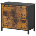 2 Drawer File Cabinet, Lockable Filing Cabinet with Adjustable Hanging Bar for Letter, A4 Size, Rustic Brown