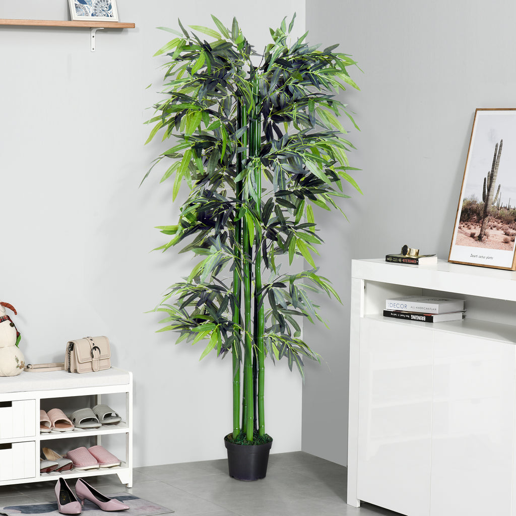 6FT Artificial Bamboo Tree Fake Decorative Plant with Nursery Pot for Indoor Décor