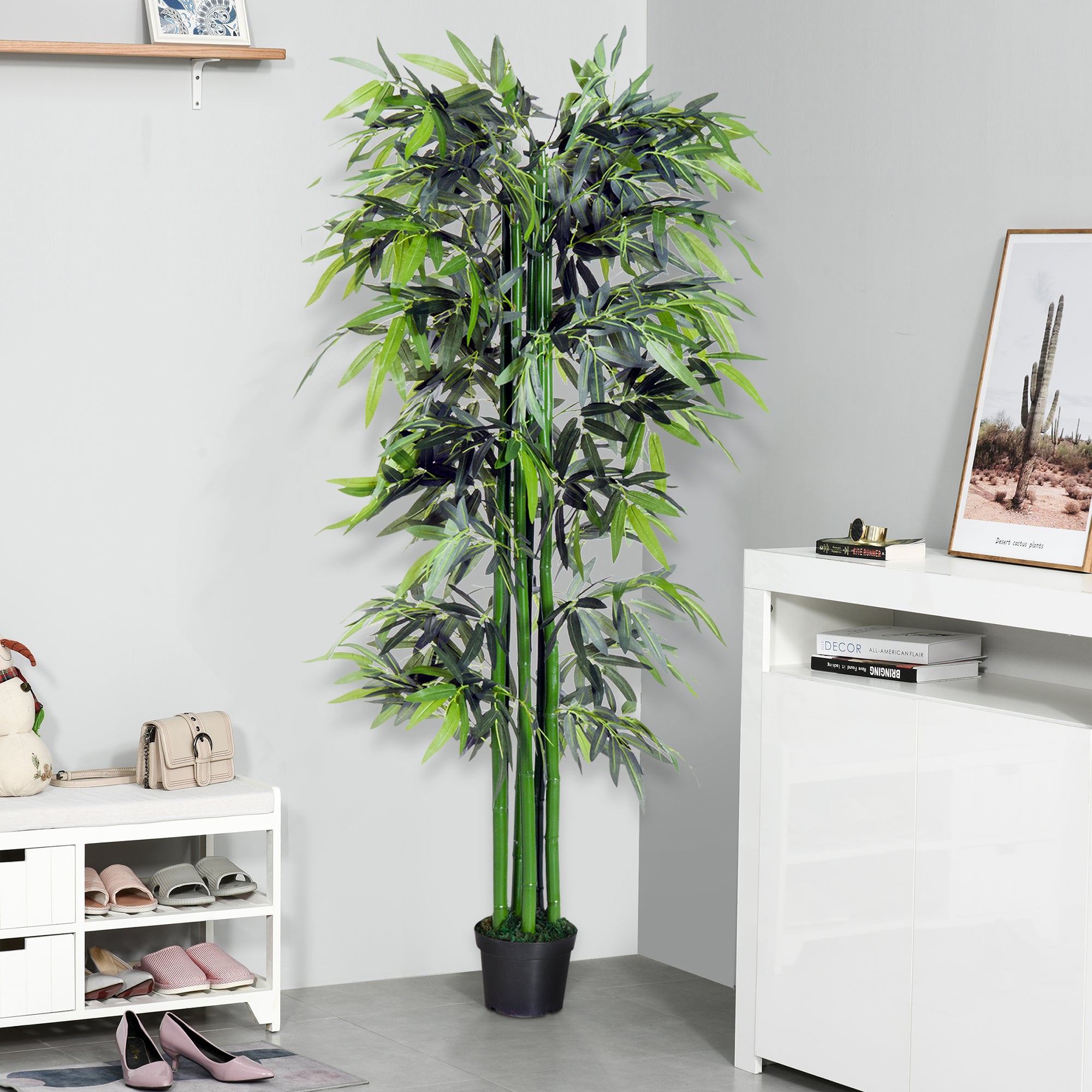 6FT Artificial Bamboo Tree Fake Decorative Plant with Nursery Pot for Indoor Décor