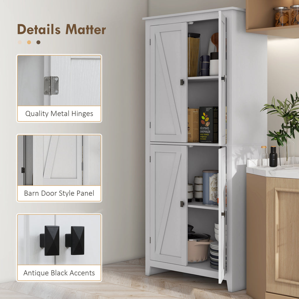 72" Freestanding Storage Cabinet, Kitchen Pantry Cabinet with Doors and Shelves for Dining Room, White