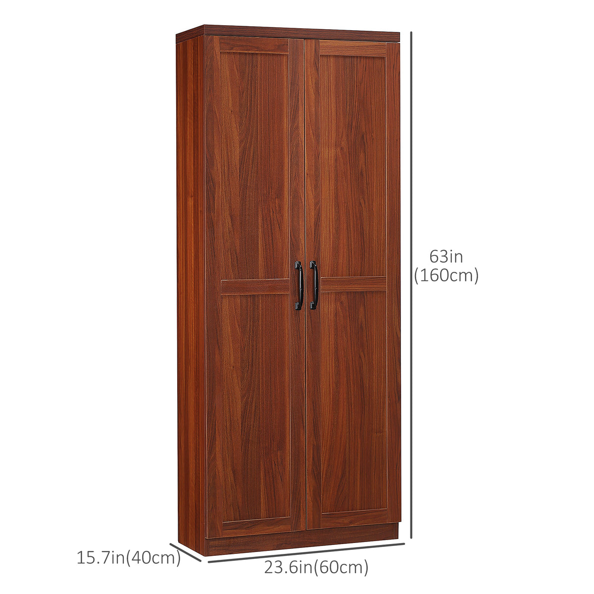 63" Kitchen Storage Cabinet, 5-tier Pantry Cabinet with Doors and Adjustable Shelves for Dining Room, Tan