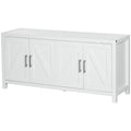 Sideboard Cabinet Buffets Table with Barn Style Doors TV Cabinet Stand for TVs up to 65" with 4 Cable Holes White