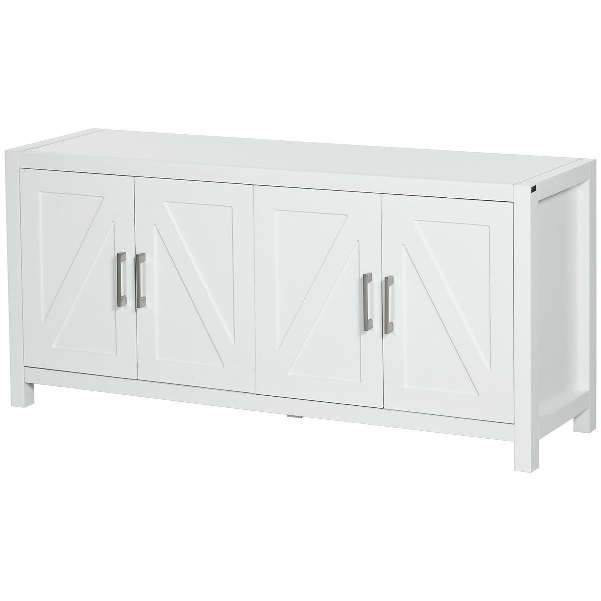Sideboard Cabinet Buffets Table with Barn Style Doors TV Cabinet Stand for TVs up to 65" with 4 Cable Holes White