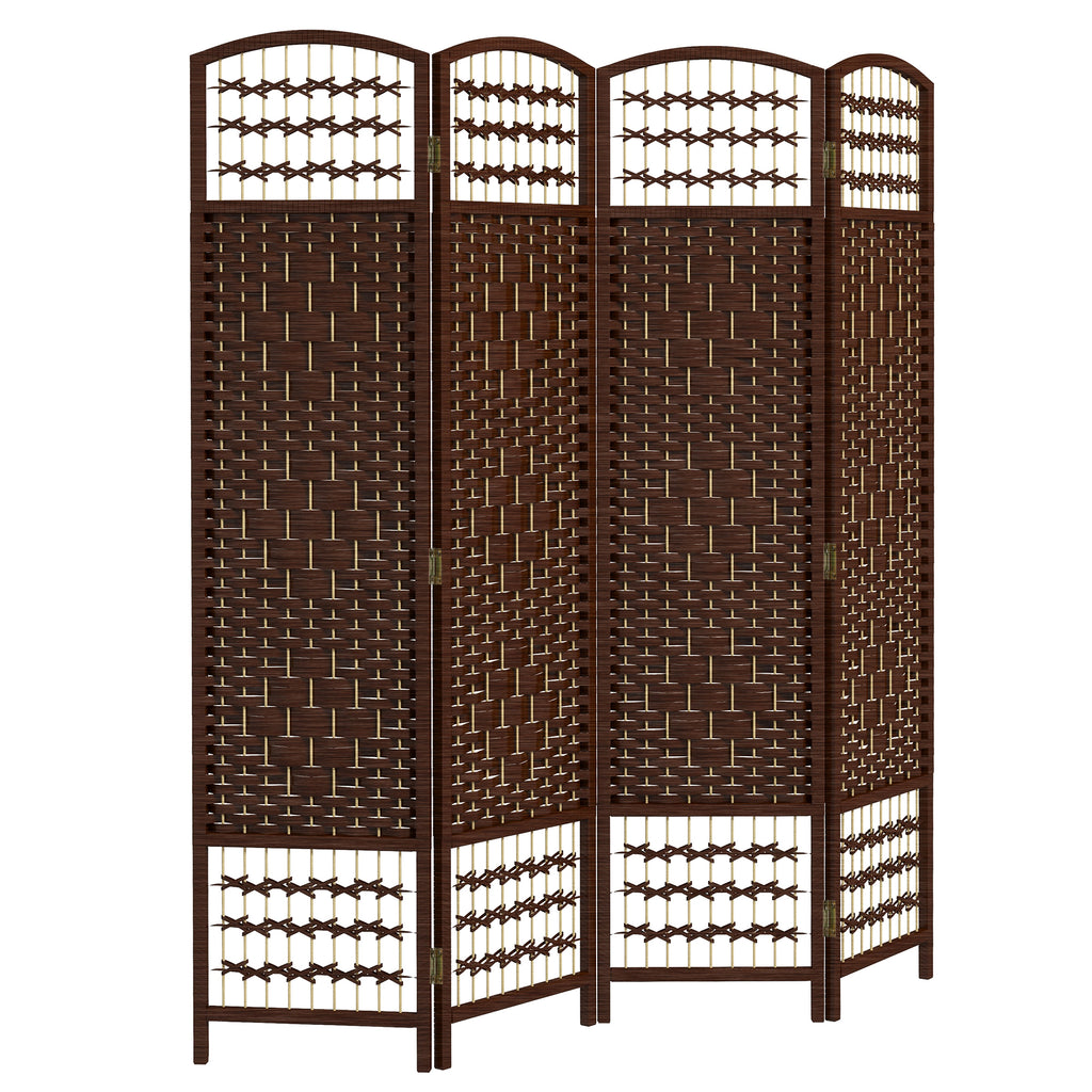 4 Panel Folding Room Divider, Portable Privacy Screen, Wave Fiber Room Partition for Home Office, White