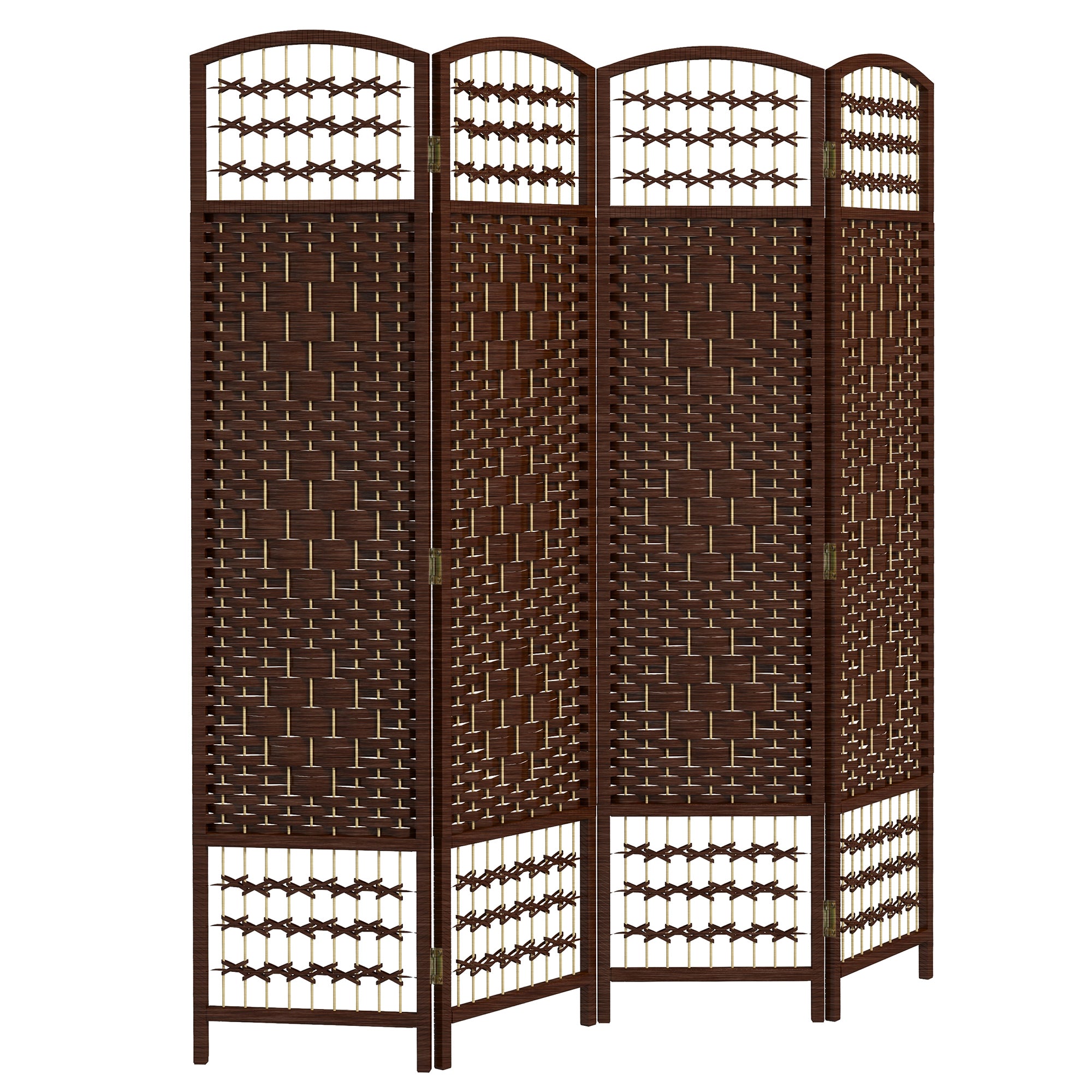 4 Panel Folding Room Divider, Portable Privacy Screen, Wave Fiber Room Partition for Home Office, White