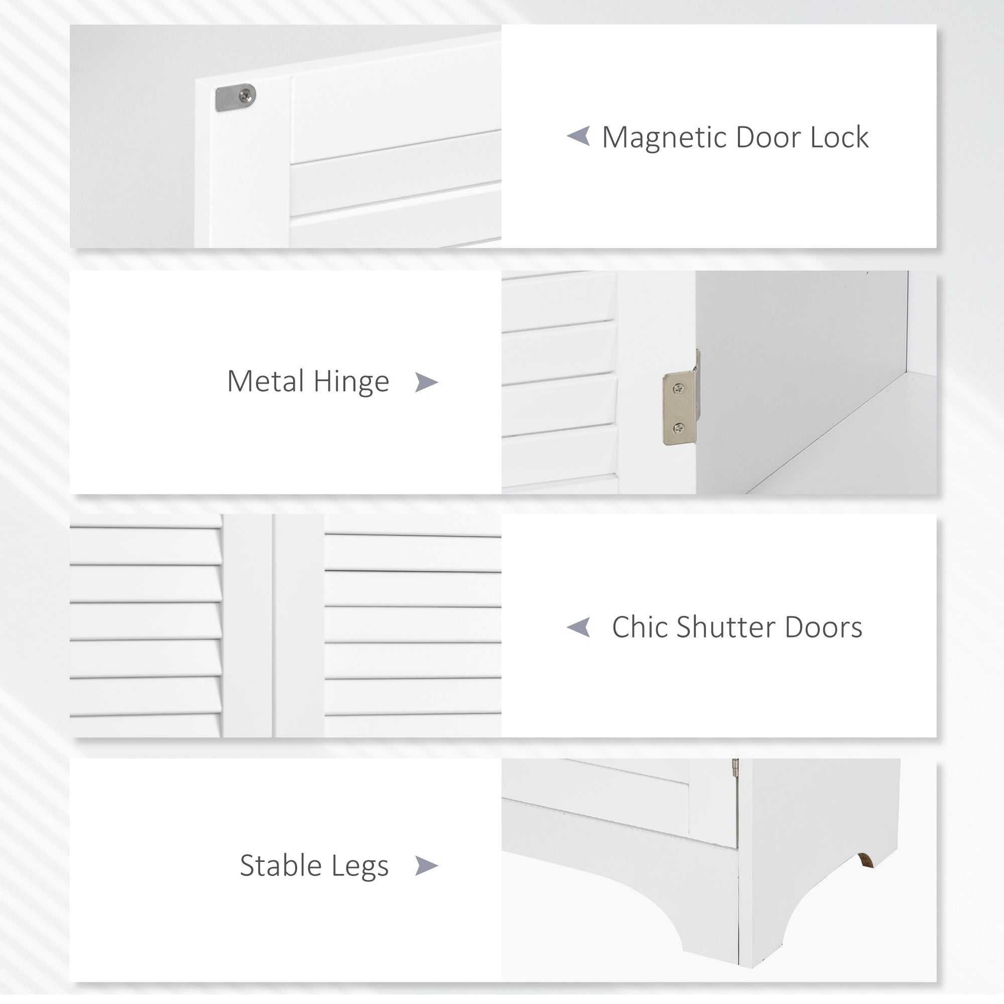 Tall Bathroom Storage Cabinet, Slim Bathroom Cabinet with 4 Shutter Doors and Adjustable Shelves, Toilet Vanity Cabinet, Narrow Organizer, White