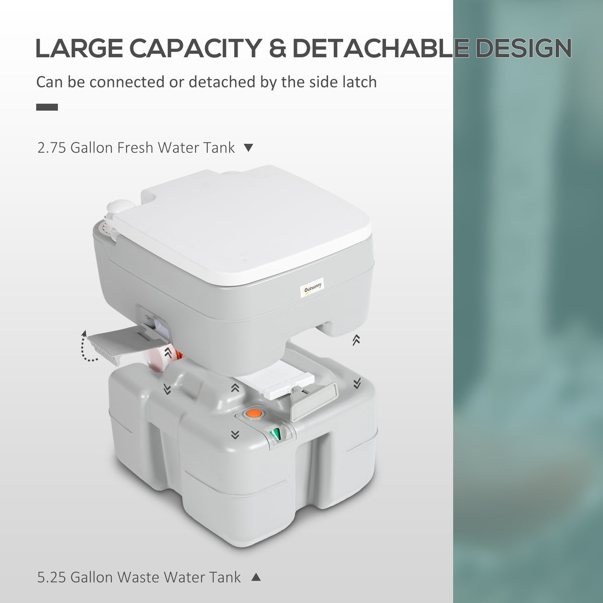 Porta Potty, 5.8 Gallon Portable Toilet with Level Indicator and Anti-Leak Pump for Camping, Boating, Hiking, Travel, RV