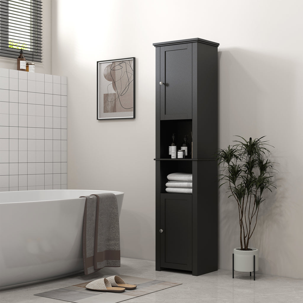 Tall Medicine Cabinet, Freestanding Bathroom Storage Cabinet with Shelves and 2 Cupboards, Bathroom Organizer, White