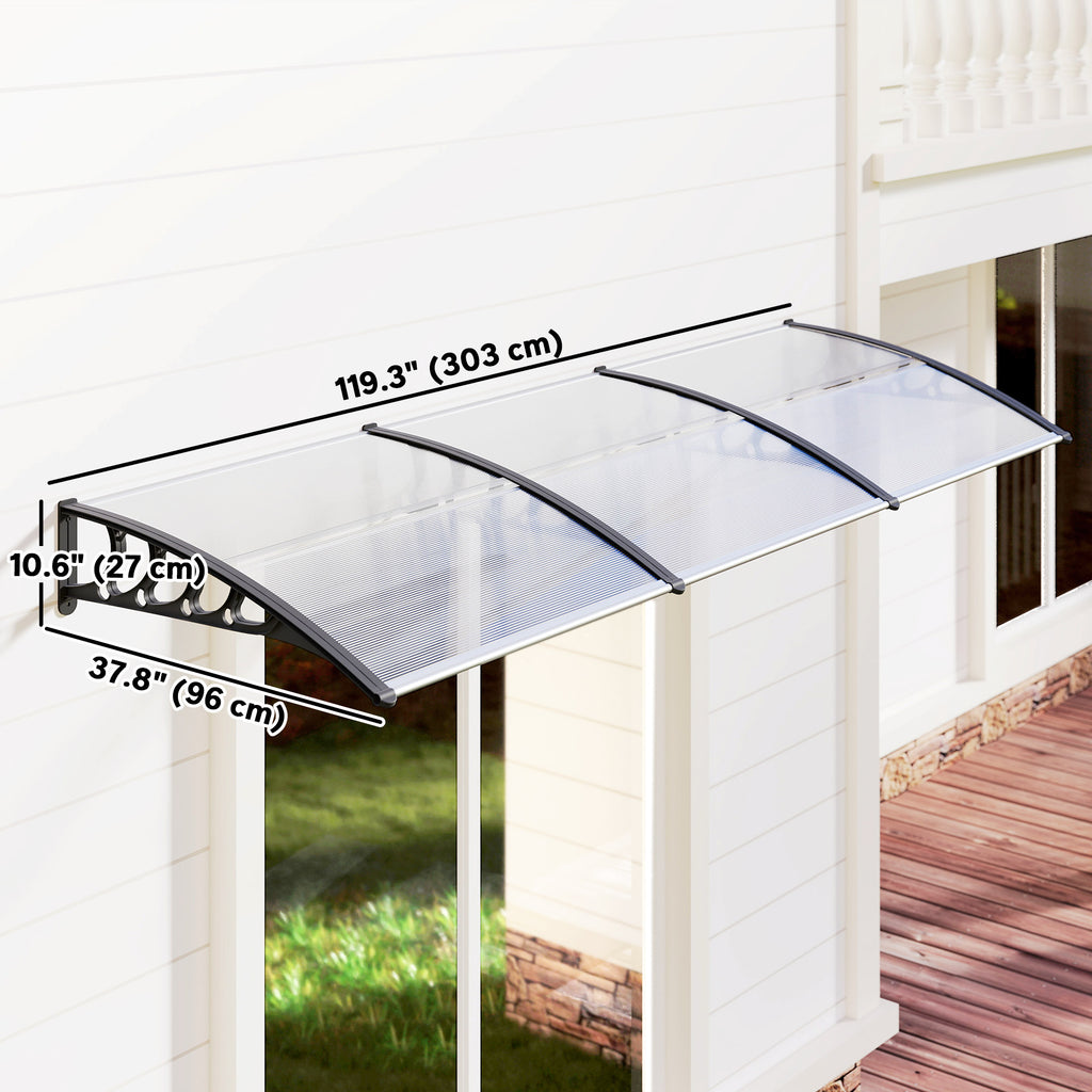 Awning Door Canopy, 78.7" x 37.8", Polycarbonate Front Door Outdoor Patio Cover for UV Protection, Clear