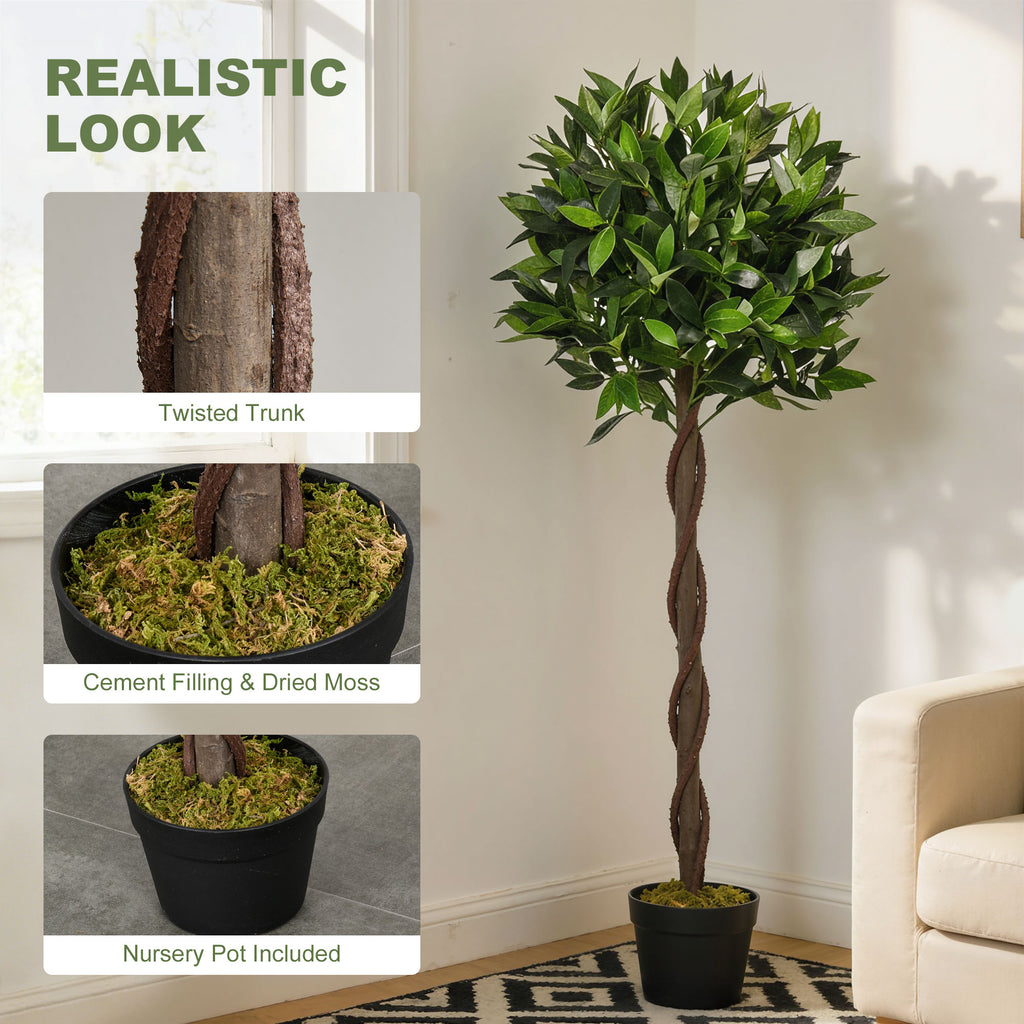 3FT Artificial Laurel Tree Set of 2, Lifelike Fake Plant with 564 Leaves, Potted Fake Plant for Home Office Decor, Green