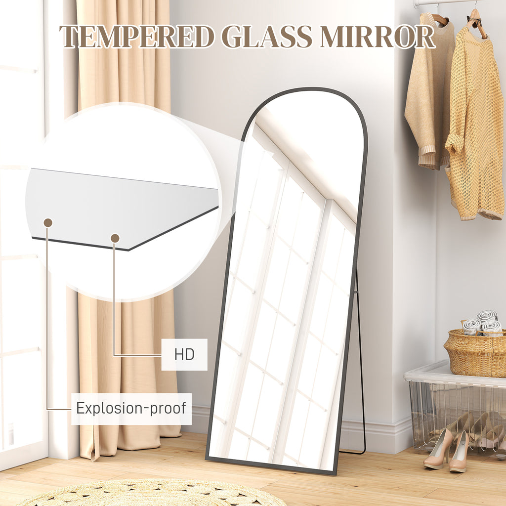 ርእሲ ዝተሓጸረ ደው ዝበለ መስታወት፣ 64" x 20" ምሉእ ንውሓት መስታወት፣ ንምድላይ ወይ ንግድግዳ ዝተሰንጠቐ ንሳሎን፣ ንድሕሪት ክፍሊ፣ ጸሊም