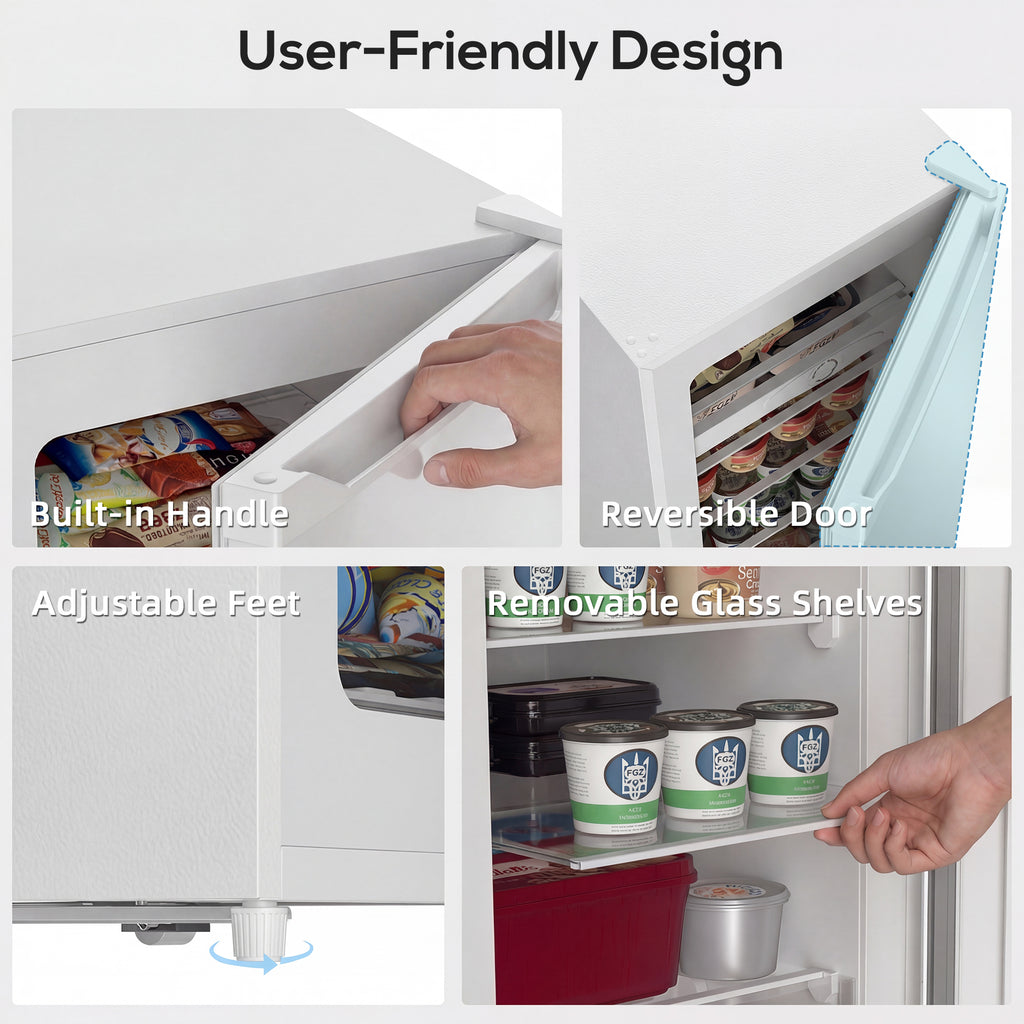 7.0 Cu.Ft Upright Freezer, Compact Stand Up Freezer with 6 Adjustable Shelves, Reversible Door for Home Office, White