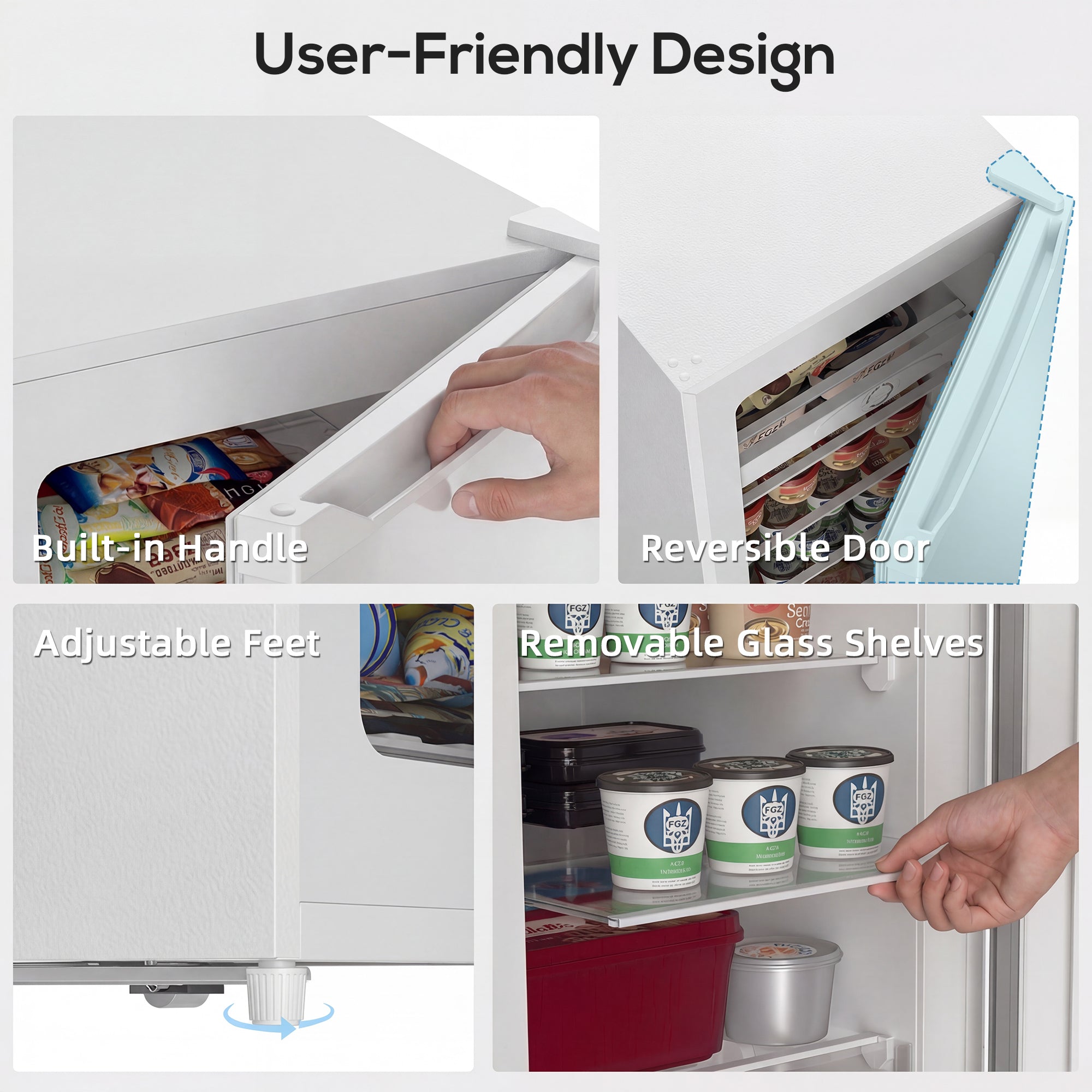 7.0 Cu.Ft Upright Freezer, Compact Stand Up Freezer with 6 Adjustable Shelves, Reversible Door for Home Office, White