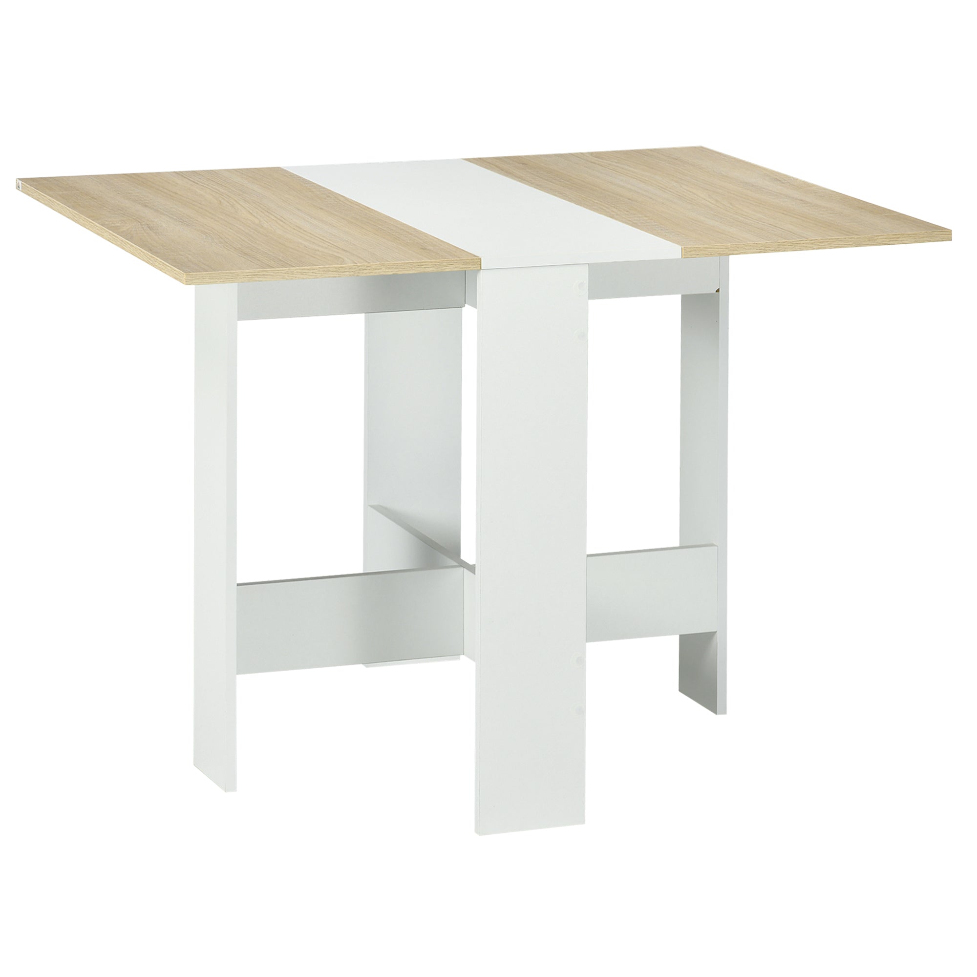 Drop Leaf Dining Table Wood Folding Table Multi-Use Side Table Dining Desk Space Saving Table, White/Oak