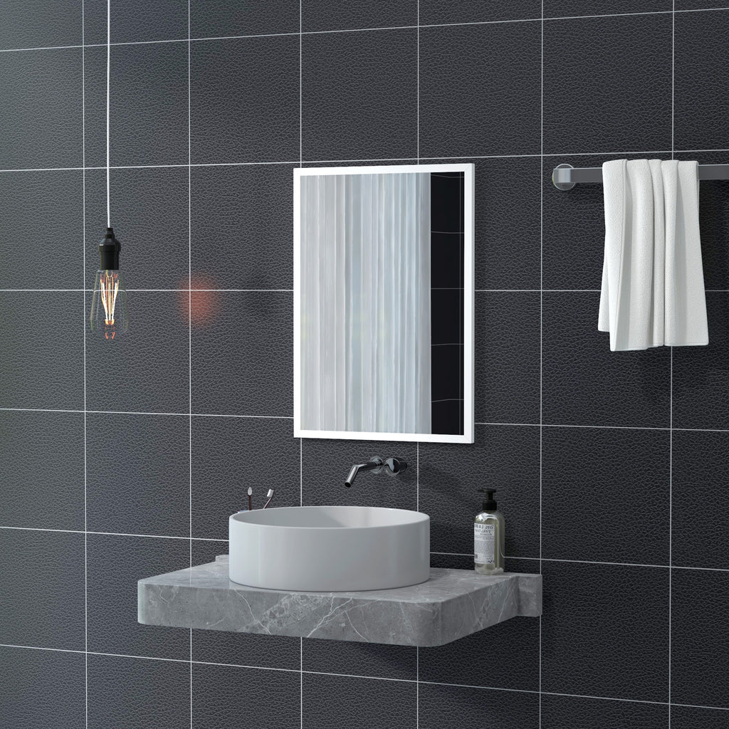 20" x 28" Bathroom Mirror for Wall, Rectangular Mirror for Living Room, Bedroom, Entryway, White
