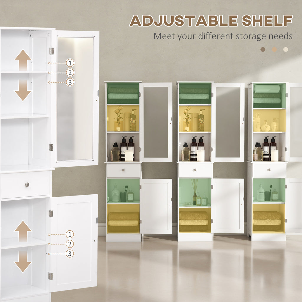 Tall Bathroom Cabinet, Bathroom Storage Cabinet with Drawers, 2 Doors and Adjustable Shelves, White