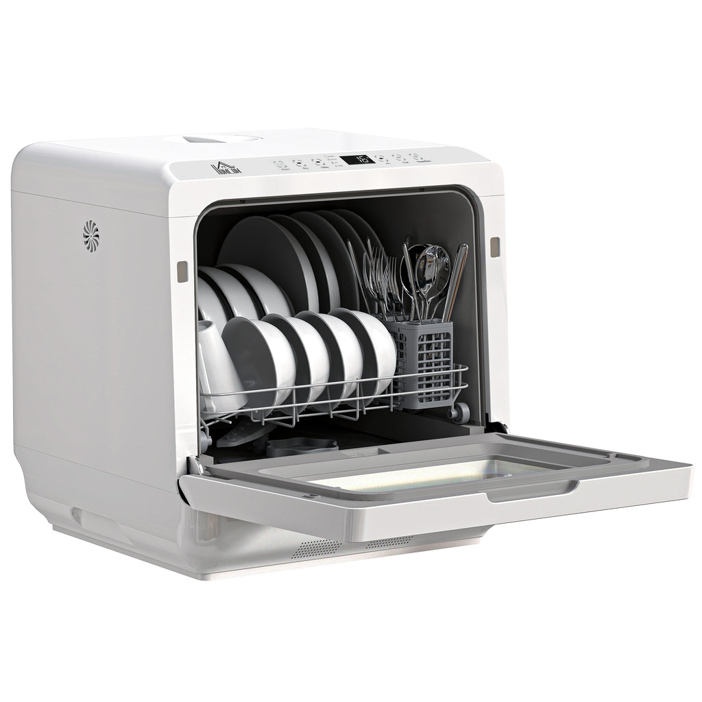 Portable Dishwasher, Counter Dishwasher with 4 Place Settings, 5 Washing Programs, Air-Dry Function, 6L Water Tank