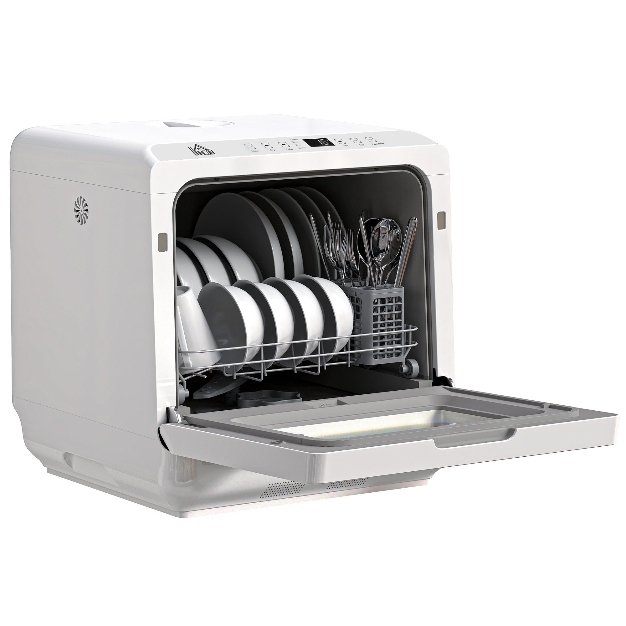 Portable Dishwasher, Counter Dishwasher with 4 Place Settings, 5 Washing Programs, Air-Dry Function, 6L Water Tank